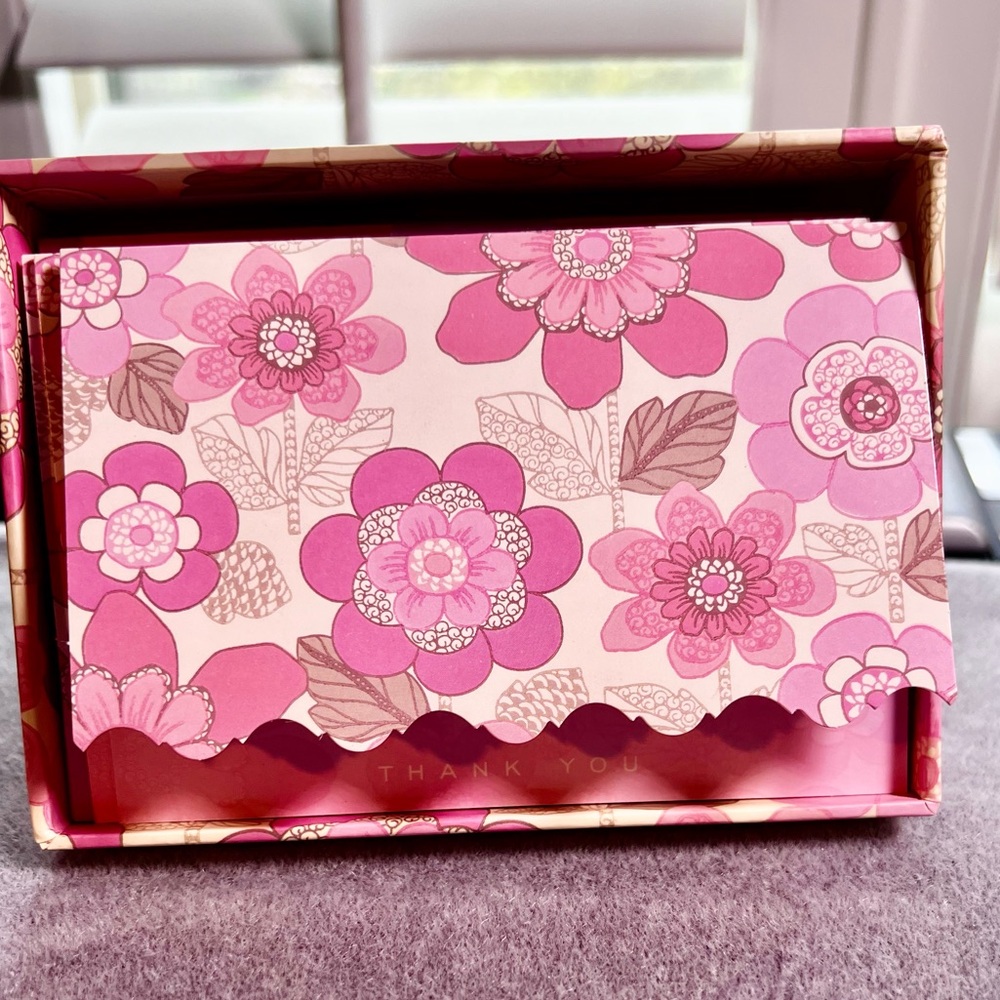 Used-Galison New York Pink Floral Thank You Cards Box of 11